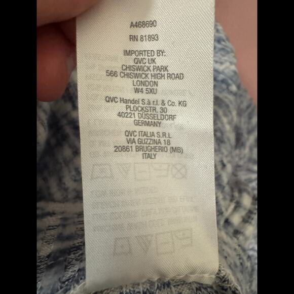 Susan Graver Ribbed Lounge Pants 3X Blue White Stretch Drawstring Knit - Picture 7 of 9